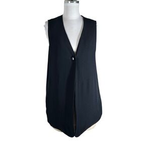 Bianca Womens‎ Black Longline Single Button V-Neck Vest Size 14 Made in Canada